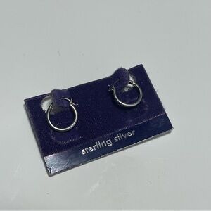 Y2K Vintage Sterling Silver Hoop Earrings Small Minimalist Plain